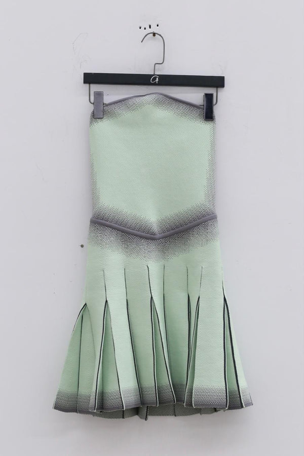 NAN KNITS suspender pleated dress 23 spring and summer NAN-22051665-BOHELV mint green